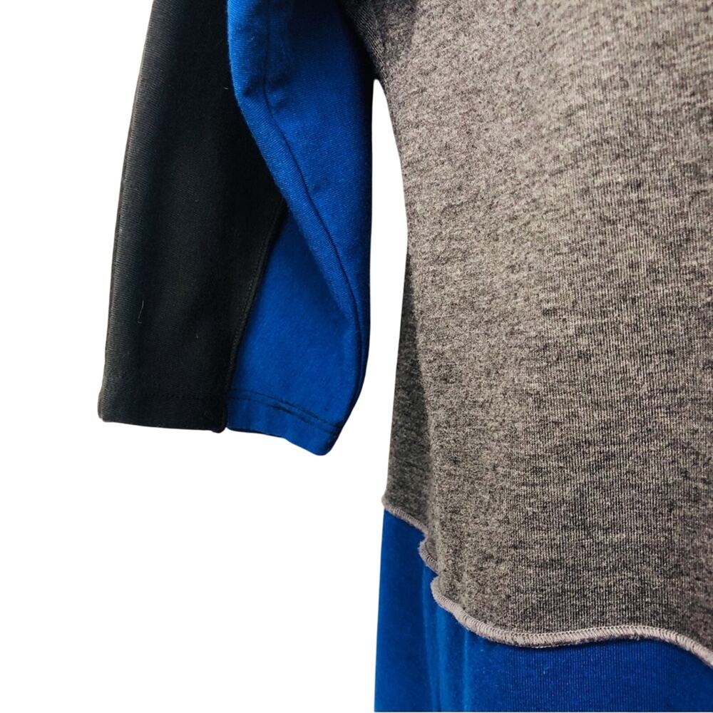 Coco Bianco Color Block Scoop Neck Tunic Dolman Sleeve Blue Gray Black - Picture 14 of 16